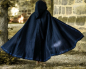 Preview: Kinderumhang mit Stickerei Wolle "Hedda" Blau