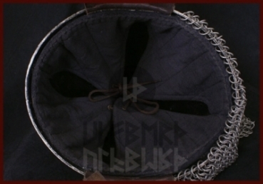 Preview: Spangenhelm mit Wangenklappen & Kettenbrünne 2 mm Stahl -  Größe M