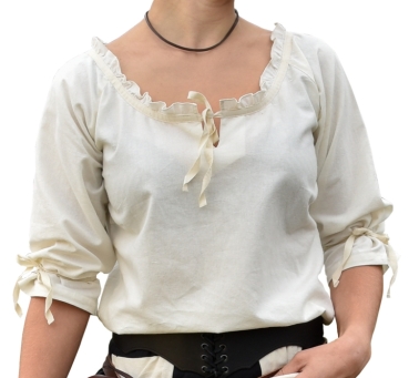 Preview: Mittelalter Bluse Birga mit 3/4 Arm  -  Natur