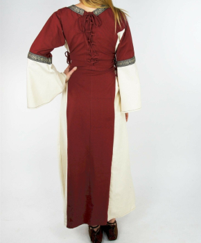 Preview: Mittelalterkleid mit Bordüre "Sophie"  -  rot/natur