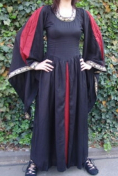 Edles Viskosekleid "Ivette"  -  schwarz/rot