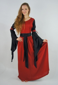 Edles Mittelalterkleid - Dorell - Rot/Schwarz