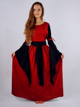 Preview: Edles Mittelalterkleid - Dorell - Rot/Schwarz
