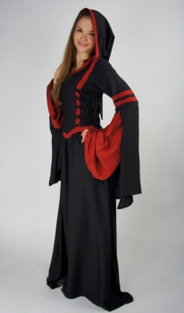 Preview: Kapuzenkleid aus Viskose - Isolde - Schwarz