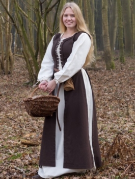 Preview: Mittelalterkleid Marit mit Schnürungen  -  braun