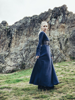 Preview: Wikinger Unterkleid Baumwolle "Valdis" - midnight blue
