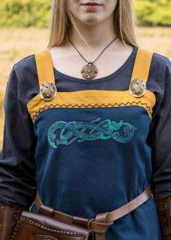 Preview: Schürzenkleid Hilja mit Stickerei  -  blau