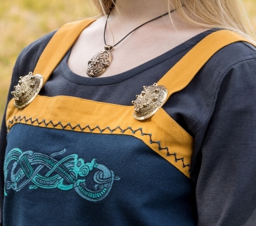 Preview: Schürzenkleid Hilja mit Stickerei  -  blau