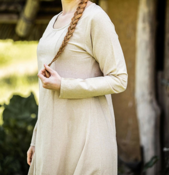 Preview: Schlichtes Wikinger Unterkleid "Scarlet"  -  hanffarben