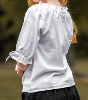 Preview: Mittelalter Kurzarmbluse "Vera"  - weiß