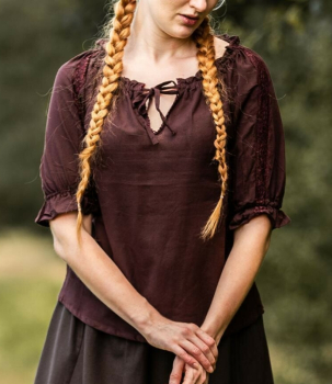 Mittelalter Kurzarmbluse "Sandra"  -  dunkelbraun