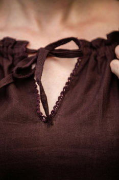 Preview: Mittelalter Kurzarmbluse "Sandra"  -  dunkelbraun