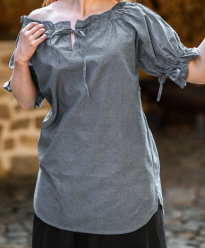 Preview: Mittelalter Kurzarmbluse "Verena"  -  taubenblau