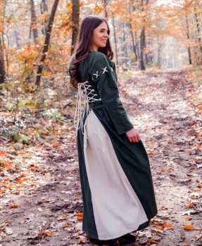 Mittelalterkleid "Larina" Olivgrün/Natur
