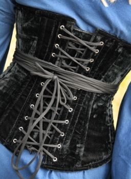 Preview: Hochwertige Corsage aus Samt -  Unterbrustcorsage  -  schwarz