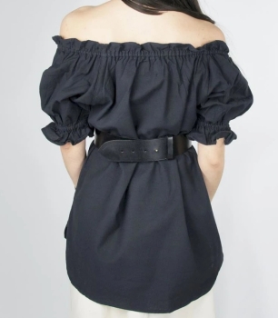 Preview: Mittelalter Kurzarmbluse "Verena"  - Schwarz