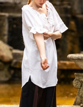 Mittelalter Kurzarmbluse "Verena"  - weiß