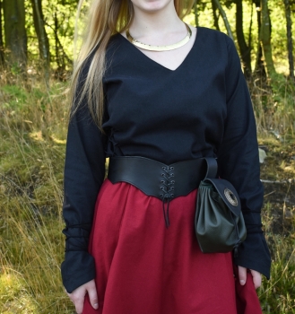 Preview: Mittelalter Bluse Aila mit Schnürung -  schwarz