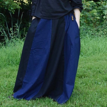 Preview: Mittelalterlicher Rock - weit ausgestellt - schwarz/blau