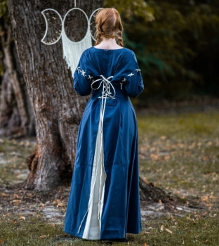 Mittelalterkleid "Larina" Taubenblau/Natur