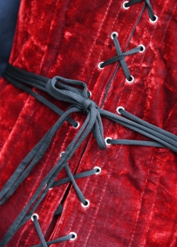 Preview: Hochwertige Corsage aus Samt - Vollbrustcorsage  -  rot