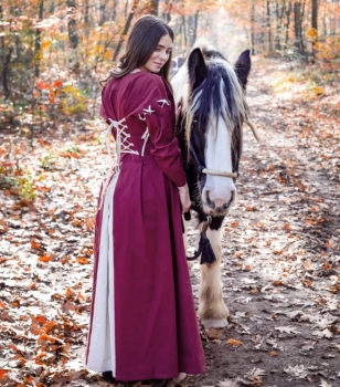 Mittelalterkleid "Larina" Rot/Natur