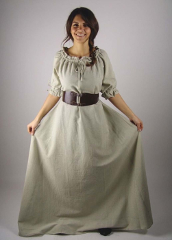 Bodenlanges Kurzarmkleid "Melisande" - hanffarben