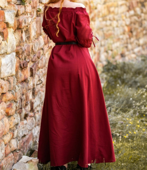 Bodenlanges Kurzarmkleid "Melisande" - rot