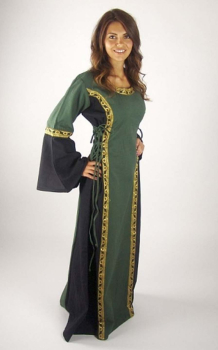 Mittelalterkleid mit Bordüre "Sophie" - grün/schwarz