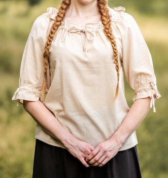 Mittelalter Kurzarmbluse "Vera"  - hanffarben