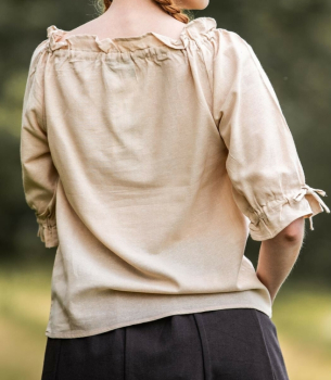 Preview: Mittelalter Kurzarmbluse "Vera"  - hanffarben