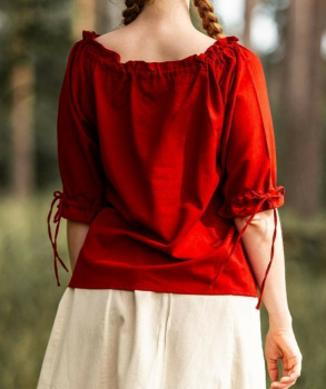 Preview: Mittelalter Kurzarmbluse "Vera"  - rot