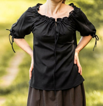 Mittelalter Kurzarmbluse "Vera"  - schwarz