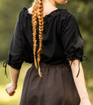 Preview: Mittelalter Kurzarmbluse "Vera"  - schwarz