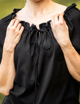 Preview: Mittelalter Kurzarmbluse "Vera"  - schwarz