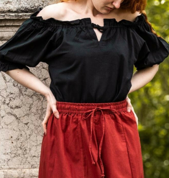 Mittelalter Kurzarmbluse "Verena"  - schwarz