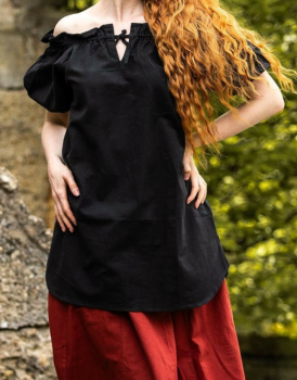 Preview: Mittelalter Kurzarmbluse "Verena"  - schwarz