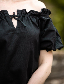 Preview: Mittelalter Kurzarmbluse "Verena"  - schwarz