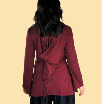 Geschnürtes Oberteil "Lea" mit Kapuze-  - weinrot