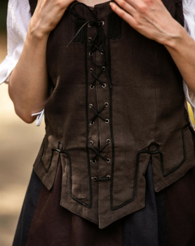 Miederweste mit Stickerei "Selma"  - dunkelbraun