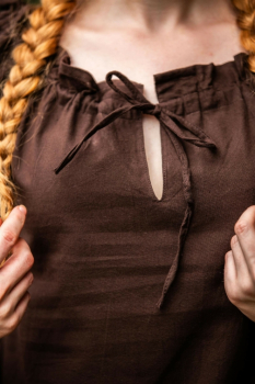 Preview: Mittelalter Kurzarmbluse "Vera"  - dunkelbraun