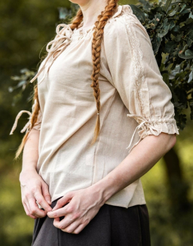 Mittelalter Kurzarmbluse "Sandra"  - hanffarben