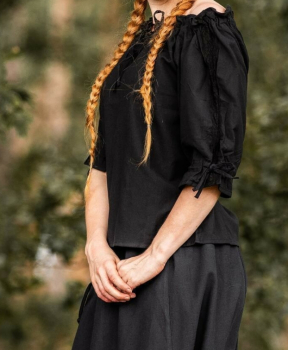 Mittelalter Kurzarmbluse "Sandra"  - schwarz