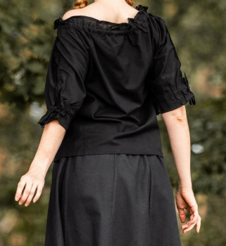 Preview: Mittelalter Kurzarmbluse "Sandra"  - schwarz