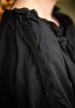 Preview: Mittelalter Kurzarmbluse "Sandra"  - schwarz