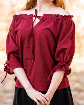 Mittelalter Kurzarmbluse "Sandra"  - rot