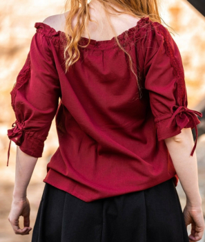Preview: Mittelalter Kurzarmbluse "Sandra"  - rot