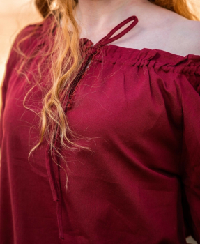 Preview: Mittelalter Kurzarmbluse "Sandra"  - rot