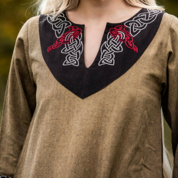 Preview: Wikinger Kleid "Idun" mit Stickerei - sand