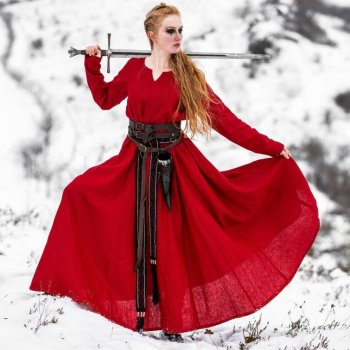 Wikinger Kleid - 100% Leinen - Anna - rot